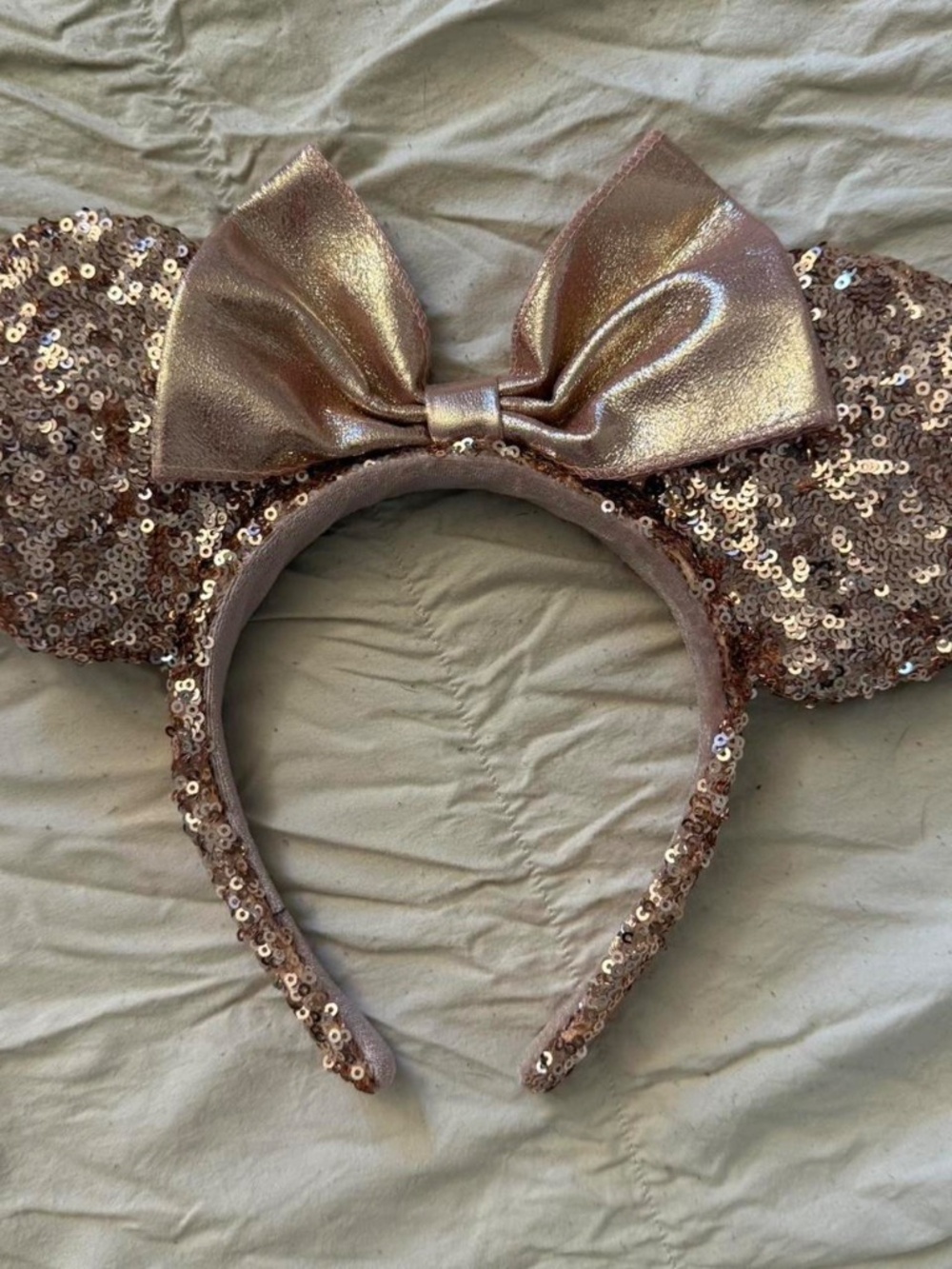 Disney Parks Authentic Rose Gold Sequin Mouse Ears Headband